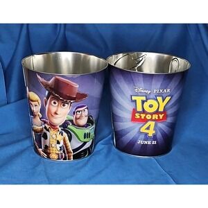 2 Toy Story 4 Popcorn Bucket Metal AMC Disney Pixar Buzz Woody Theater Exclusive